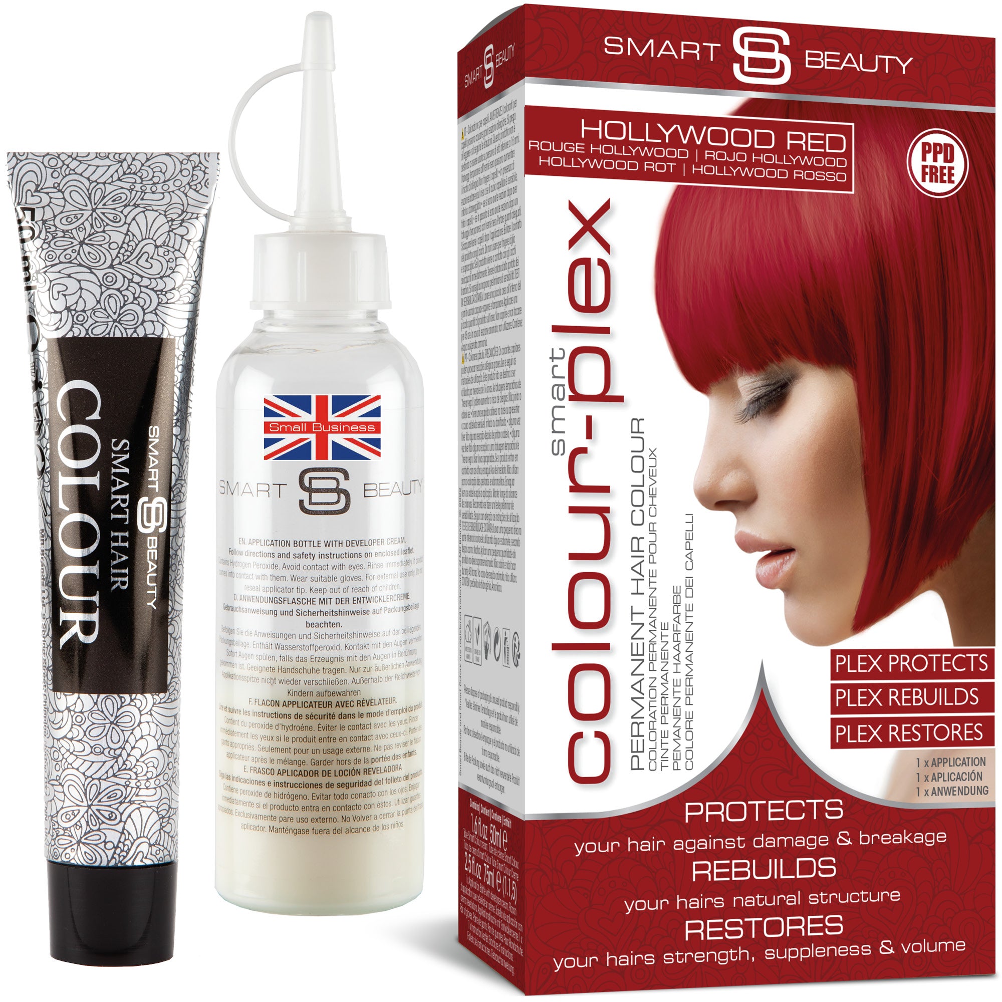 Coloration Cheveux Permanente Hollywood Red Hair Dye avec Soin Revitalisant Capillaire Plex Intégré