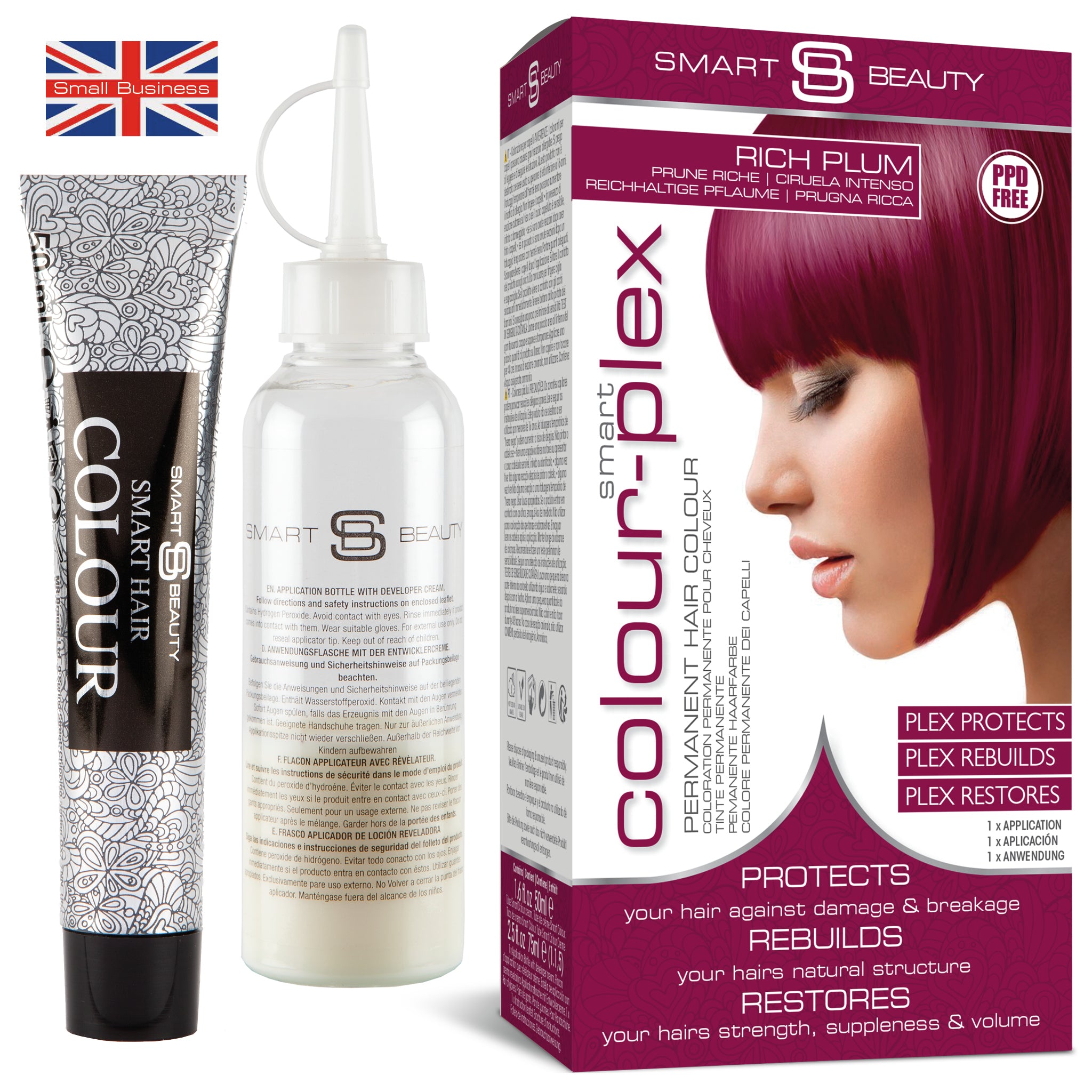 Coloration Cheveux Prune Riche avec Revitalisant Soin Capillaire Plex Intégré, Coloration Cheveux Permanente
