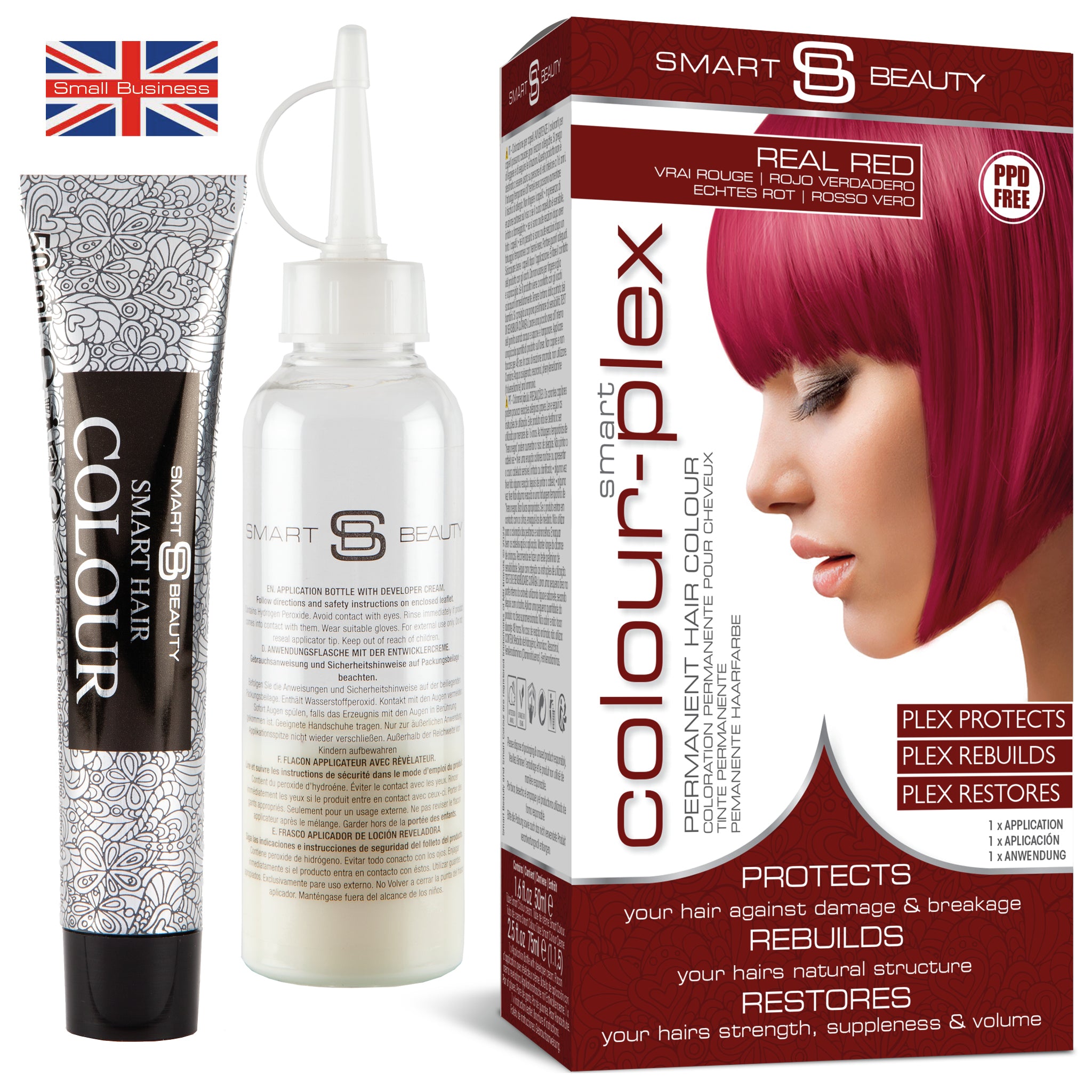 Teinture capillaire rouge intense avec après-shampooing Plex intégré, coloration permanente